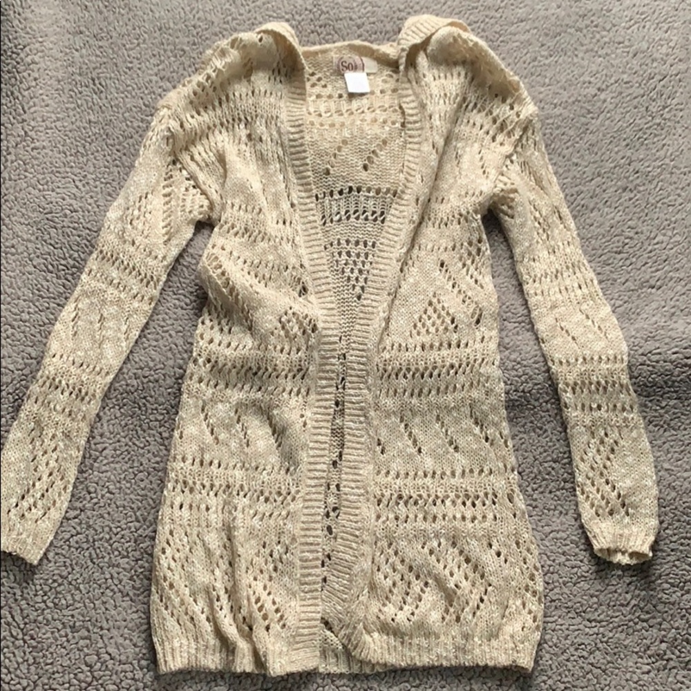 TAN CARDIGAN WITH HOOD